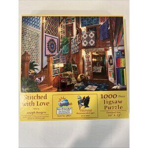 Stitched with Love Quilt Shop Scene Puzzle 1000 Quilter Fabric Lover Gift NEW